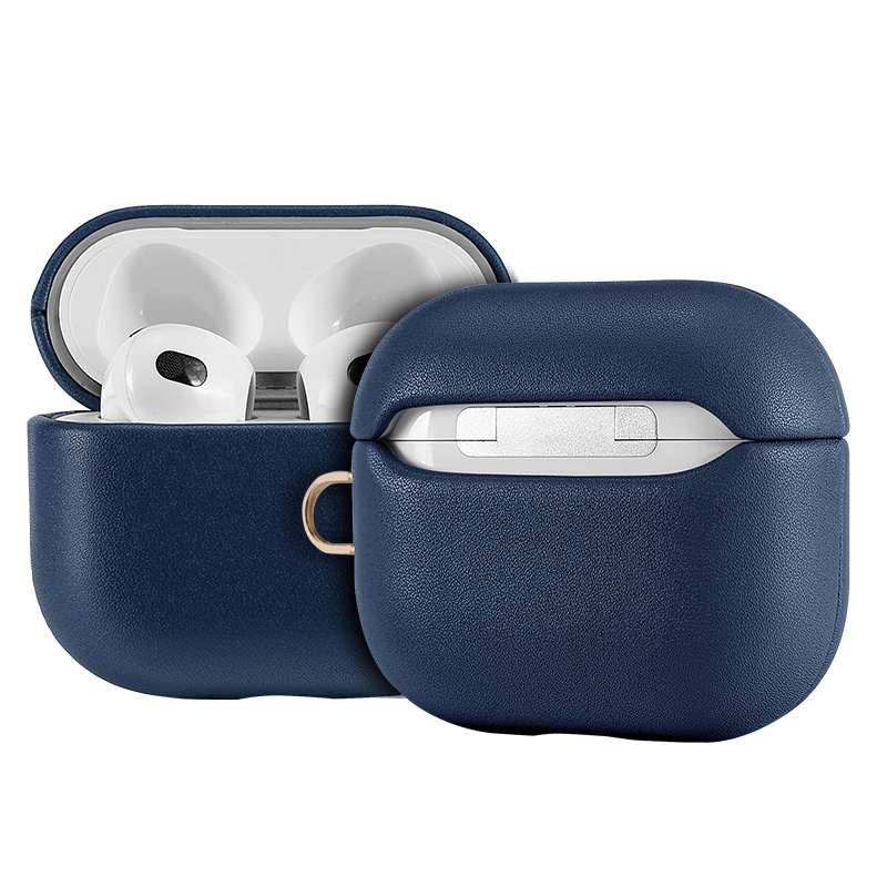 Leather (Imported Cowhide Fabric) Case for AirPods (4th Gen) - Dark Blue