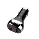 LDNIO C2 36W QC 3.0 Fast Car Charger LED Display with USB A to USB-L Charging Cable (3 ft) (Black)