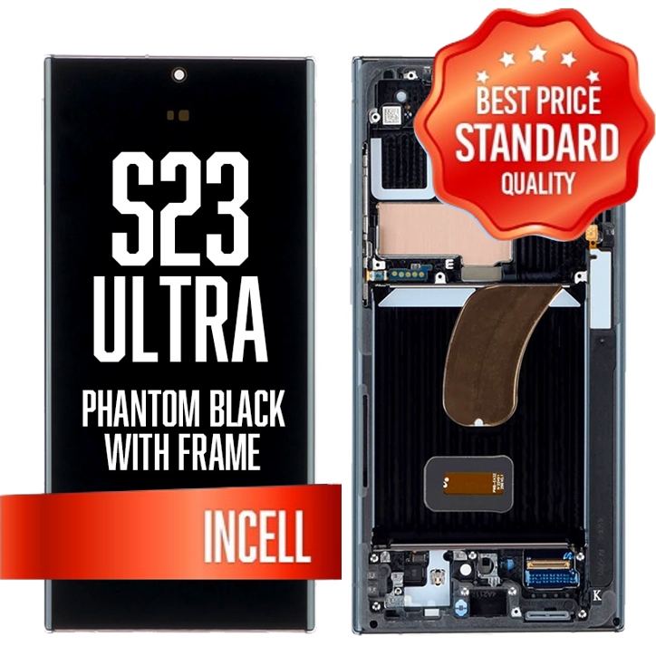 OLED Assembly for Samsung Galaxy S23 Ultra With Frame - Phantom Black (Incell - Aftermarket) (US Version)