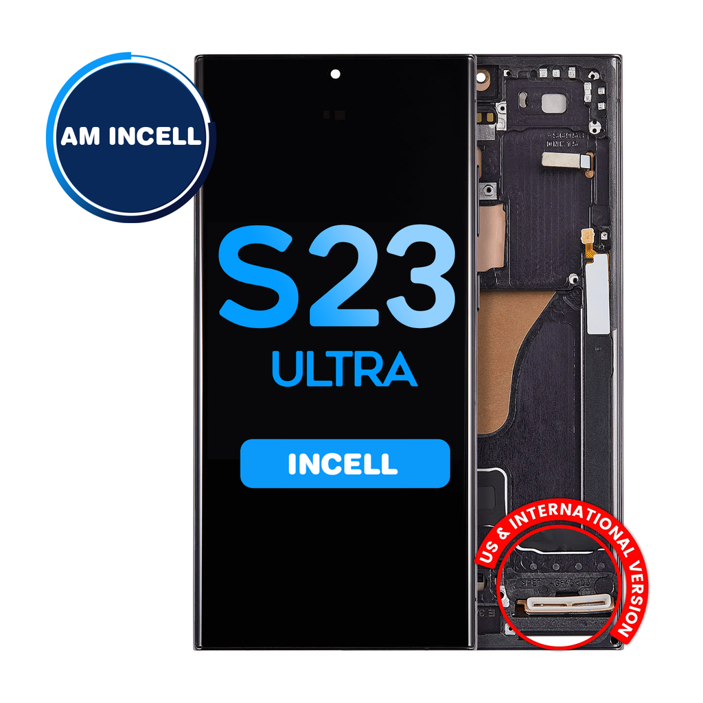 LCD Assembly for Samsung Galaxy S23 Ultra (S918) with Frame - (Does not support Fingerprint) - Phantom Black (Aftermarket - Incell) (US Version)