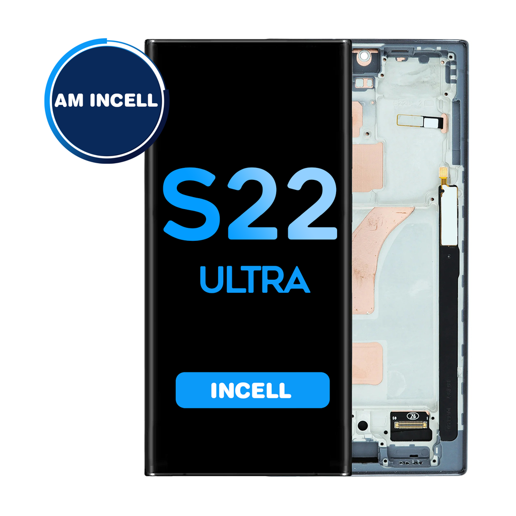 LCD Assembly for Samsung Galaxy S22 Ultra (S908) with Frame - (Does not support Fingerprint) - Phantom Black (Aftermarket - Incell)
