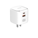 LDNIO Q2617 65W GaN Home Charger with US/UK/EU Plug (USB-A and USB-C) (White)