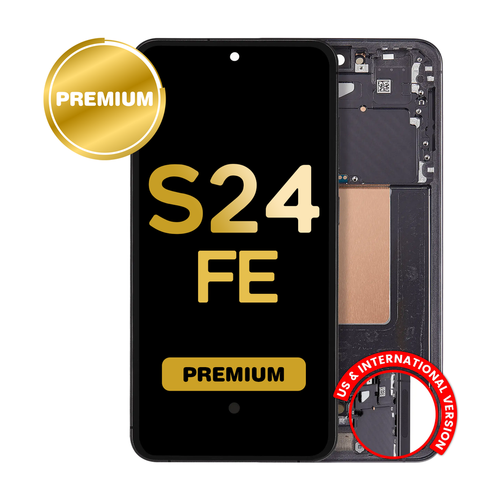 OLED Assembly for Samsung Galaxy S24 FE (S721) with Frame - Graphite/Black (Premium)