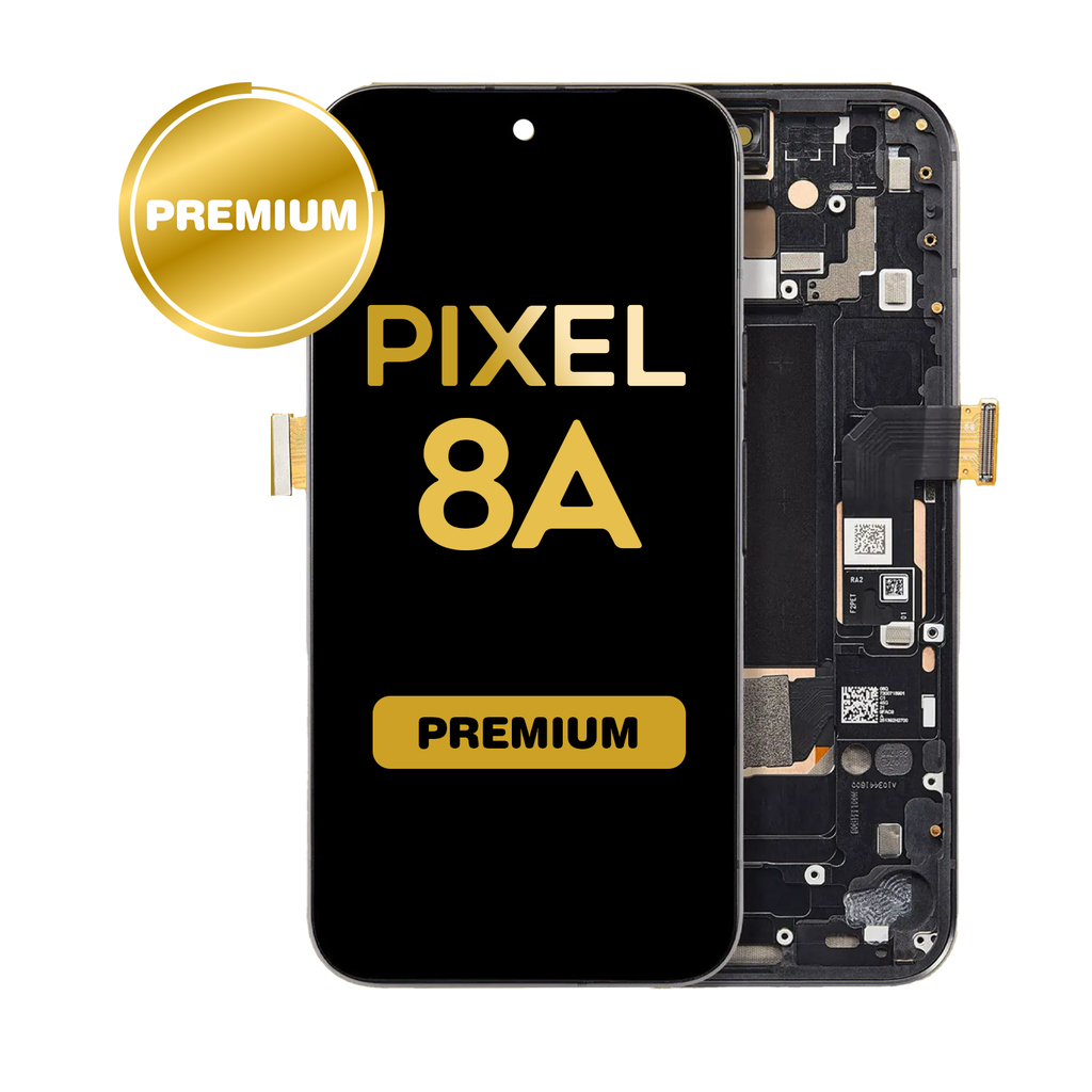 OLED Assembly for Google Pixel 8A With Frame (With Fingerprint Sensor) - Obsidian (Premium)