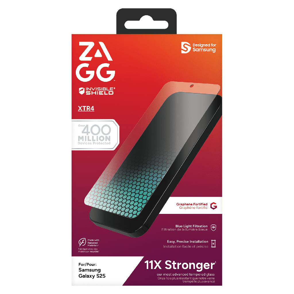 Zagg - Invisibleshield Xtr4 Glass Screen Protector For Samsung Galaxy S25 - Clear