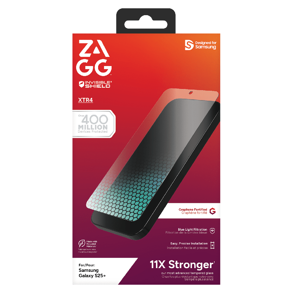 Zagg - Invisibleshield Xtr4 Glass Screen Protector For Samsung Galaxy S25 Plus - Clear