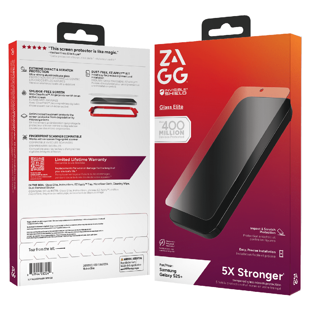 Zagg - Invisibleshield Glass Elite Glass Screen Protector For Samsung Galaxy S25 Plus - Clear