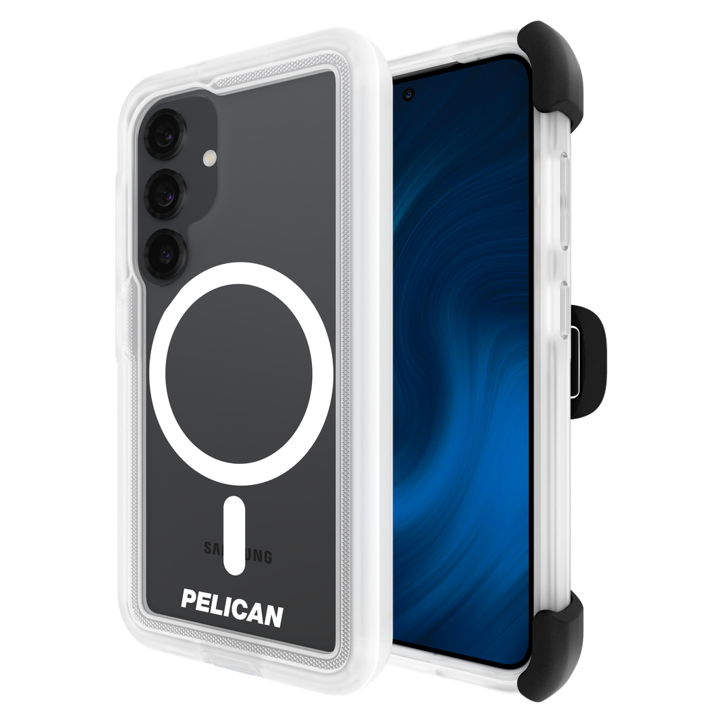 Pelican - Voyager Case With Magnet And Holster For Samsung Galaxy S25 - Clear