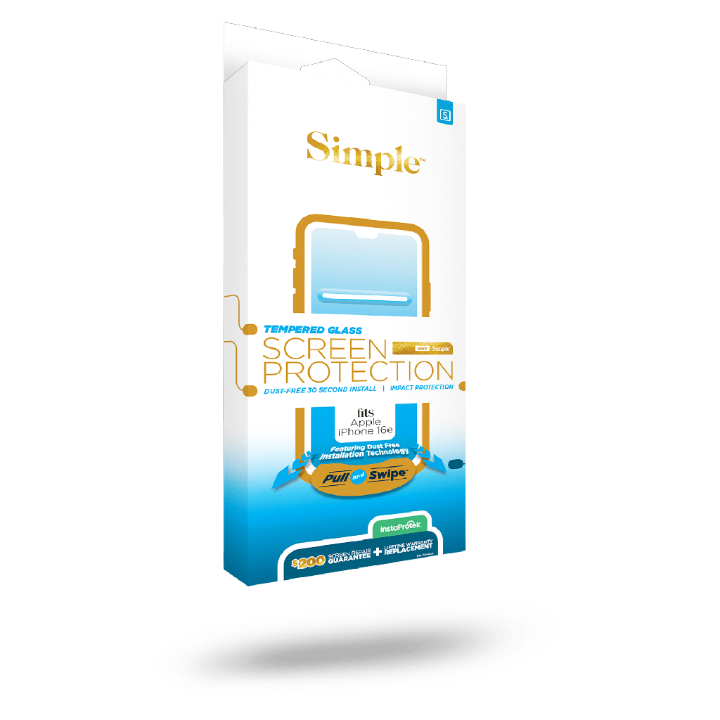 Simple - 200 Dust Removal Guided Tempered Glass Screen Protector For Apple Iphone 16e - Clear