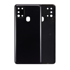 Back Cover Glass With Camera Lens For Samsung Galaxy A21S (A217 / 2020) (No Logo) (Black)