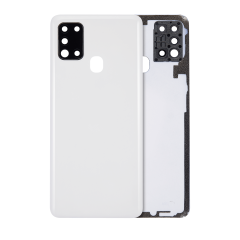 Back Cover Glass With Camera Lens For Samsung Galaxy A21S (A217 / 2020) (No Logo) (White)
