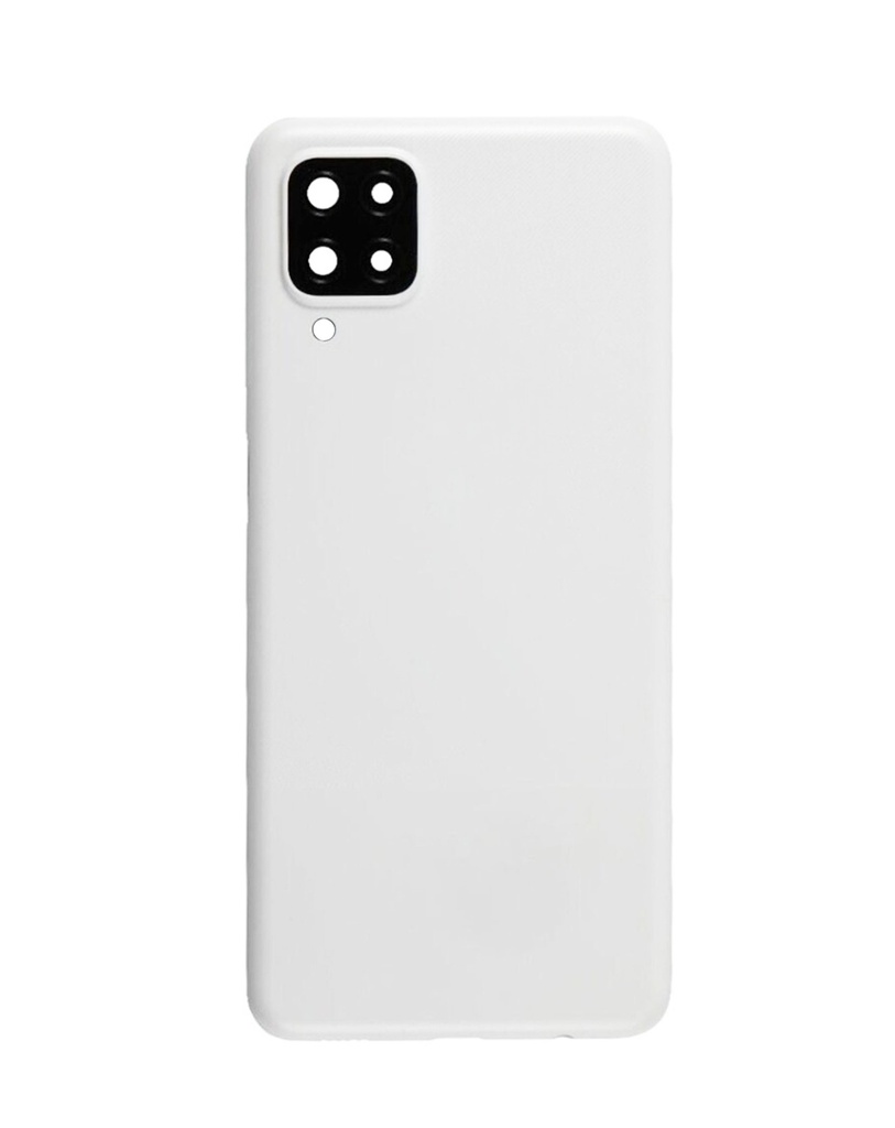 Back Cover Glass With Camera Lens and Adhesive For Samsung Galaxy A12 (A125 / 2020) (No Logo) (White)