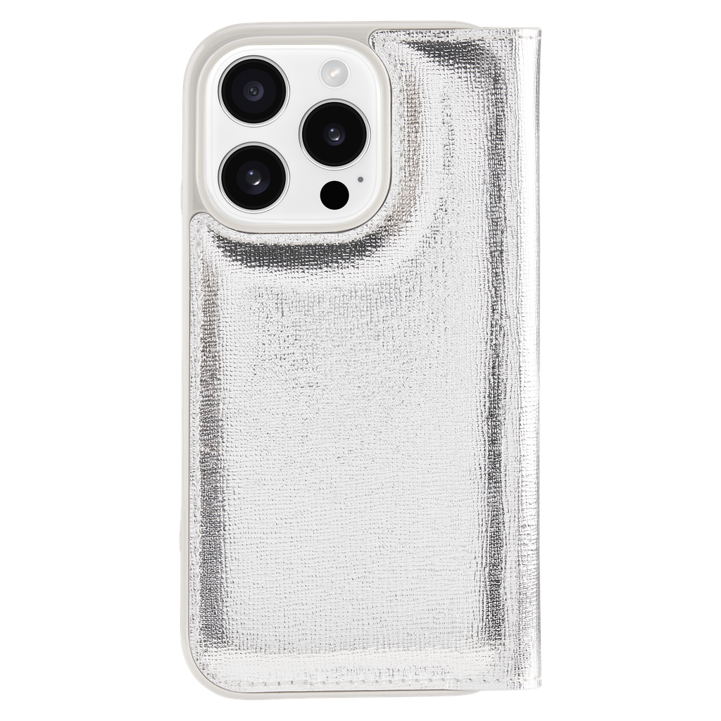 Kate Spade - Folio Case For Apple Iphone 16 Pro - Metallic Silver
