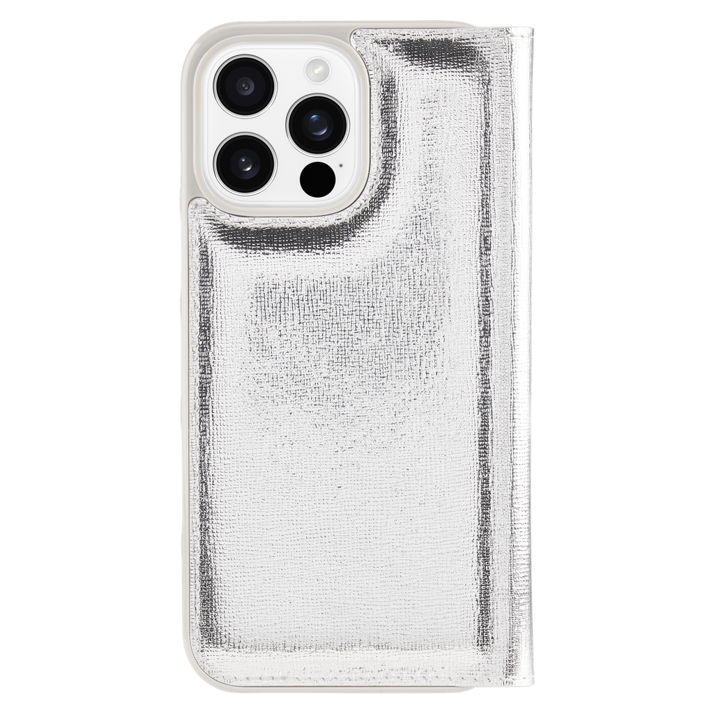Kate Spade - Folio Case For Apple Iphone 16 Pro Max - Metallic Silver