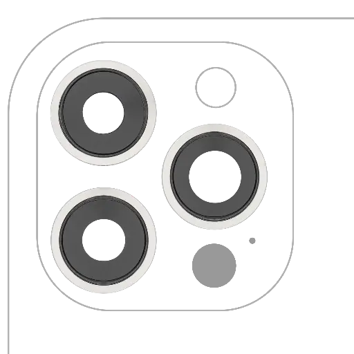 [SP-I12PM-BCLWBB-3S-AM-SLV] Back Camera Lens With Bracket / Bezel For iPhone 12 Pro Max (3 Piece Set) (Aftermarket) (Silver)