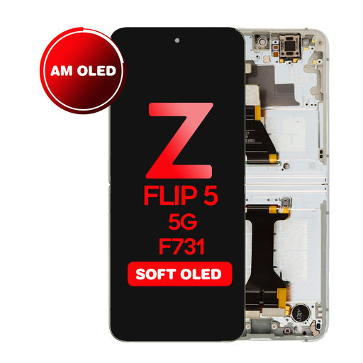 [LCD-ZFL5-WF-HQ-CR] OLED Assembly (Inner) for Samsung Galaxy Z Flip 5 5G (F731) With Frame - Cream (Aftermarket - OLED)