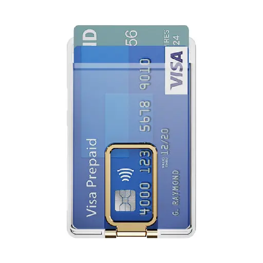 [AC-SCH-MCCH-GO] Magnetic Clear Card Holder with Stand - Metallic Gold