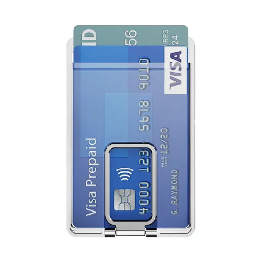 [AC-SCH-MCCH-SI] Magnetic Clear Card Holder with Stand - Metallic Silver