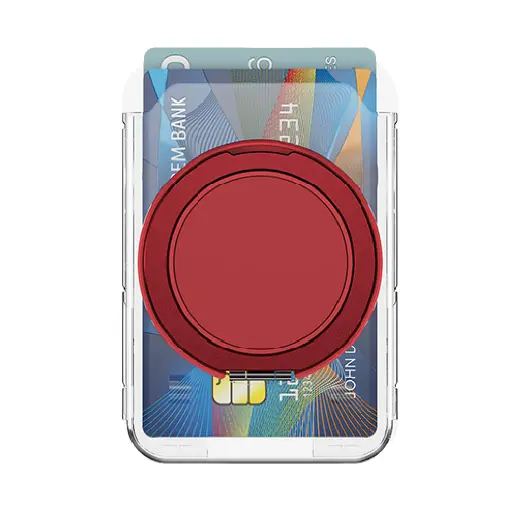 [AC-SCH-CHRS-RD] Magnetic Clear Card Holder with Rotating Stand - Red