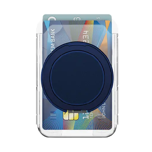 [AC-SCH-CHRS-DBL] Magnetic Clear Card Holder with Rotating Stand - Dark Blue
