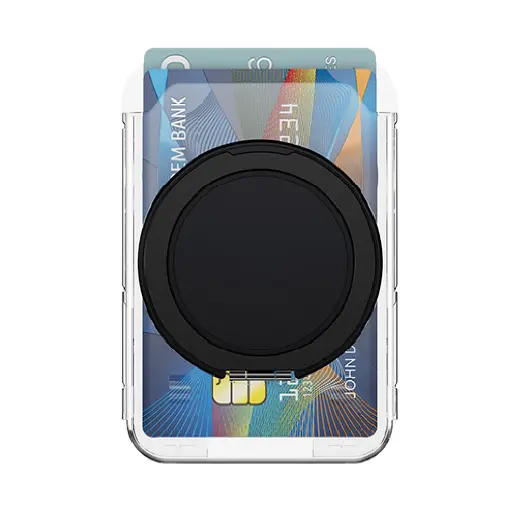 [AC-SCH-CHRS-BK] Magnetic Clear Card Holder with Rotating Stand - Black