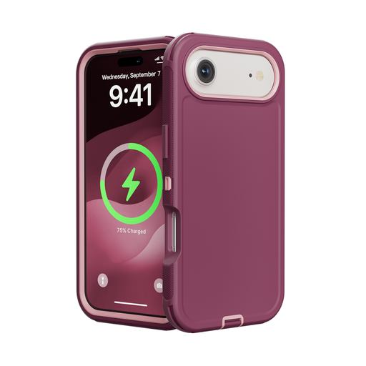 [CS-I17A-OBD-BULPN] DualPro Protector Case for iPhone Air - Burgundy & Light Pink