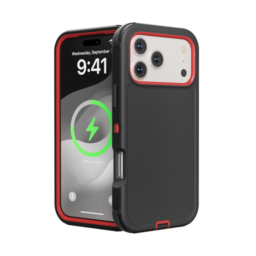 [CS-I17P-OBD-BKRD] DualPro Protector Case for iPhone 17 Pro - Black & Red