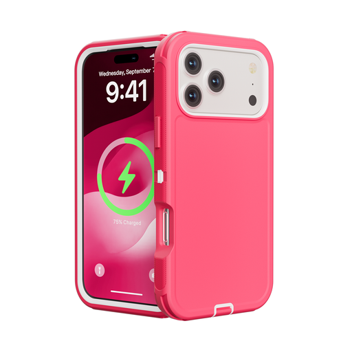 [CS-I17P-OBD-PNWH] DualPro Protector Case for iPhone 17 Pro - Pink & White
