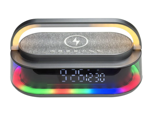 [EL-TT-FLAME103] RCA Flame-103 Portable RGB LED Alarm Speaker, 15W Wireless Charging Pad