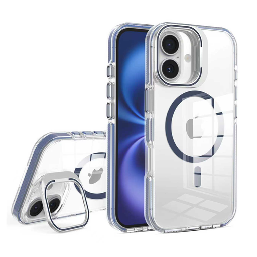 [CS-I17-CCSM-DBL] Crystal Camera Stand Case with Magsafe for  iPhone 17 - Dark Blue