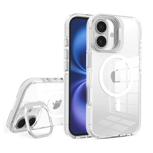 [CS-I17-CCSM-WH] Crystal Camera Stand Case with Magsafe for  iPhone 17 - White