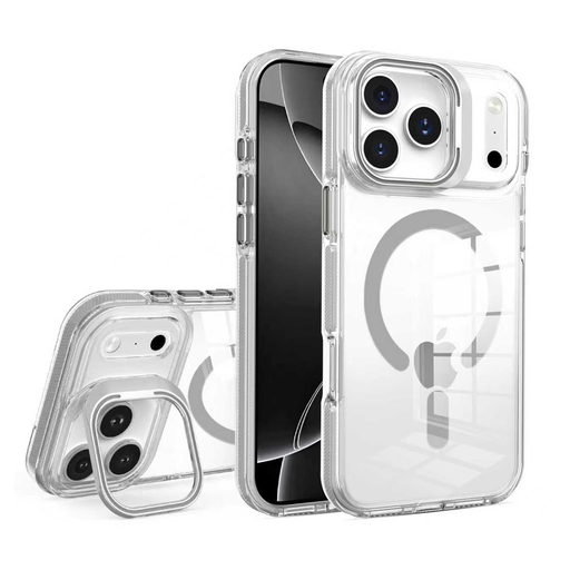 [CS-I17P-CCSM-GY] Crystal Camera Stand Case with Magsafe for  iPhone 17 Pro - Gray