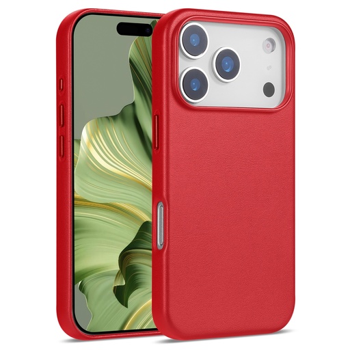 [CS-I17PM-ALC-RD] Leatherette Case with inner Magsafe for iPhone 17 Pro Max - Red