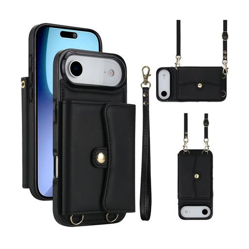 [CS-I17A-8CC-BK] 8 Card Case with Cross Body Strap for iPhone Air - Black