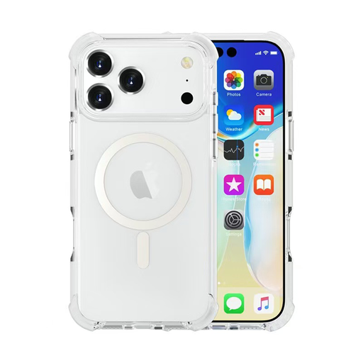 [CS-I17P-MHEC-WHE] Hard Elastic Clear Case with Magsafe for iPhone 17 Pro - White Edge