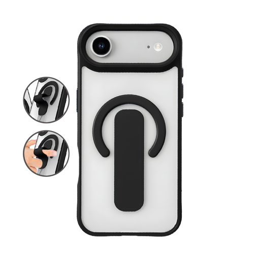[CS-I17A-SMH-BK]  Sophisticated Matte Stand Holder Case with Magsafe for iPhone Air - Black