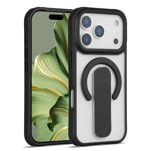 [CS-I17P-SMH-BK]  Sophisticated Matte Stand Holder Case with Magsafe for iPhone 17 Pro - Black