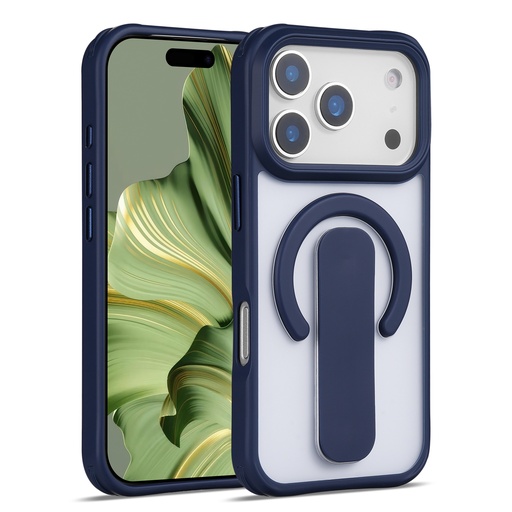 [CS-I17P-SMH-DBL]  Sophisticated Matte Stand Holder Case with Magsafe for iPhone 17 Pro - Dark Blue
