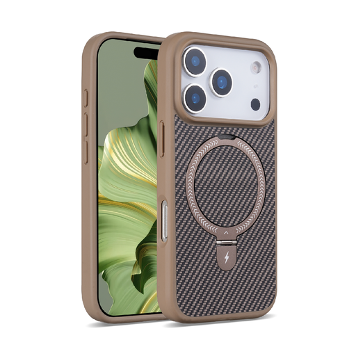 [CS-I17PM-CRBS-GO] Carbon Stand  Case with Magsafe for iPhone 17 Pro Max - Gold