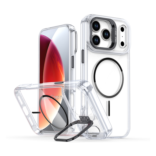 [CS-I17A-LXC-BK] Luxury Clear Camera Stand Case with Magsafe for iPhone Air - Black
