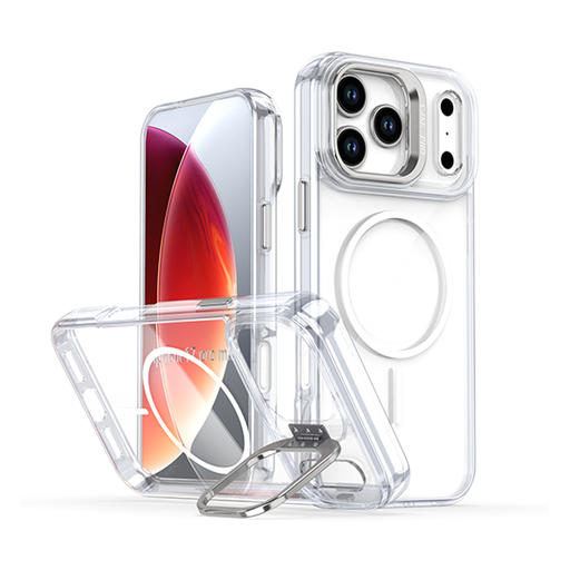 [CS-I17A-LXC-WH] Luxury Clear Camera Stand Case with Magsafe for iPhone Air - White