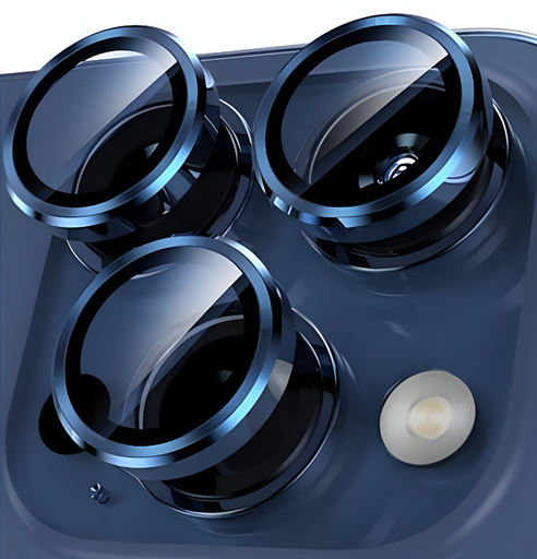 [TG-I17PM-RCL-DBL] Ring Camera Lens w/HD Tempered Glass  for iPhone 17 Pro / 17 Pro Max (Dark Blue) (1 Pc)