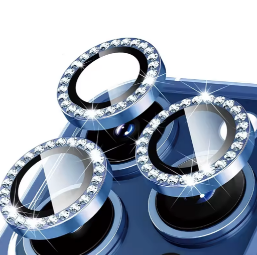 [TG-I17-DCL-DBL] Diamond Camera Lens w/HD Tempered Glass for iPhone 17 (Dark Blue) (1 Pc)