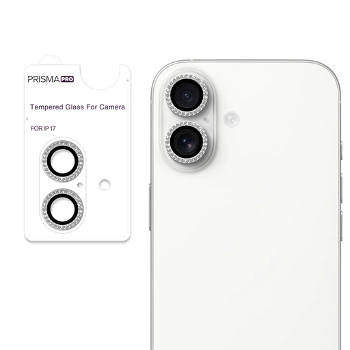 [PP-I17-DCL-SI] Prisma Pro Shield - Diamond Camera Lens w/HD Tempered Glass for iPhone 17 (Silver)