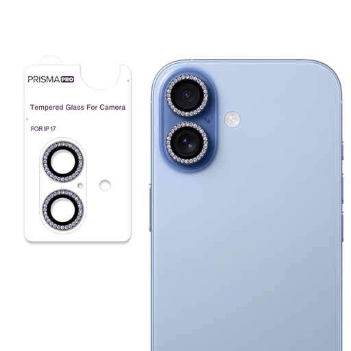 [PP-I17-DCL-DBL] Prisma Pro Shield - Diamond Camera Lens w/HD Tempered Glass for iPhone 17 (Dark Blue)
