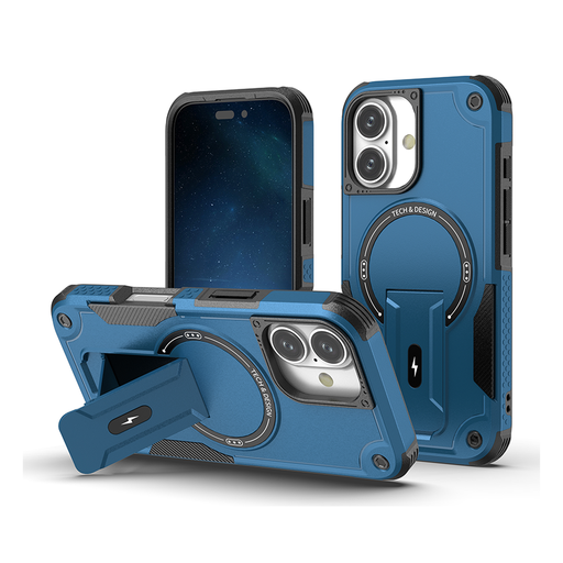 [CS-I17-SSCM-BL] Shockproof Stand Case with Magsafe for iPhone 17 - Blue