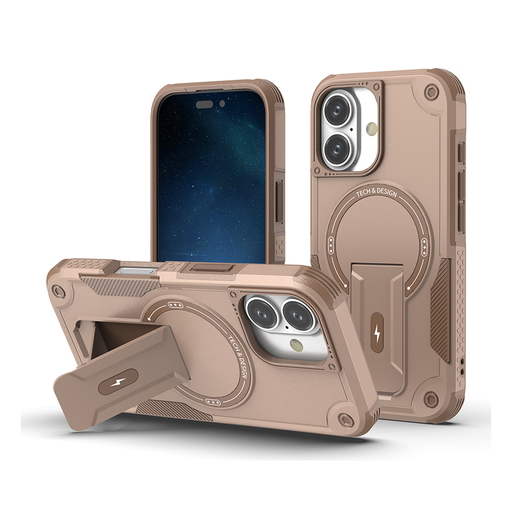 [CS-I17-SSCM-DST] Shockproof Stand Case with Magsafe for iPhone 17 - Desert