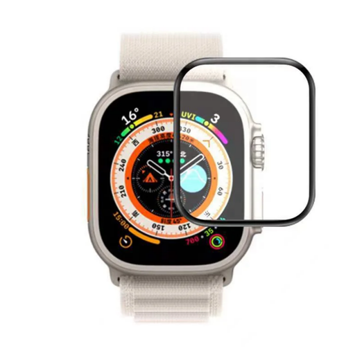[TG-IWU-TAF-49MM-BK] Clear Tempered Glass for Apple Watch Ultra with Titanium Alloy Frame 49 mm (Black) (1 Pc)