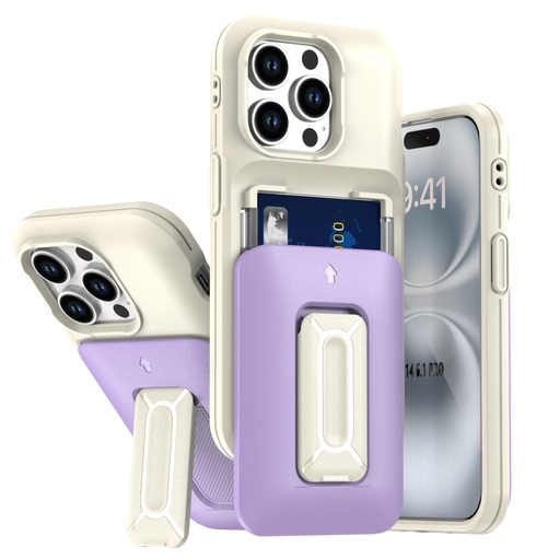 [CS-I13P-CHC-WHPU] Card Holder Case for iPhone 13 Pro - White & Purple