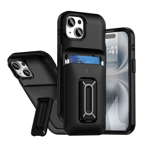 [CS-I15-CHC-BK ] Card Holder Case for iPhone 15 - Black